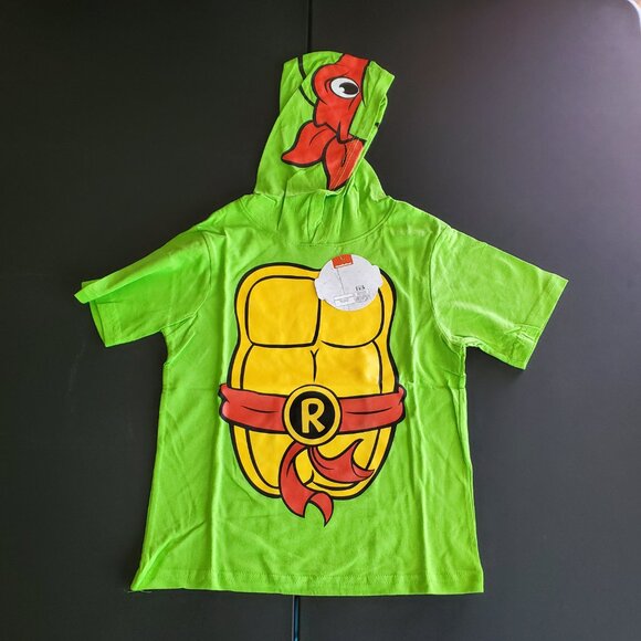NEW Boys Set TMNT Teenage Mutant Ninja Turtles Raphael Red Hooded T Shirt Shorts - Picture 6 of 6